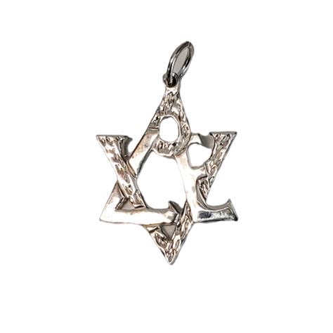 Silver Star of David Love Necklace .